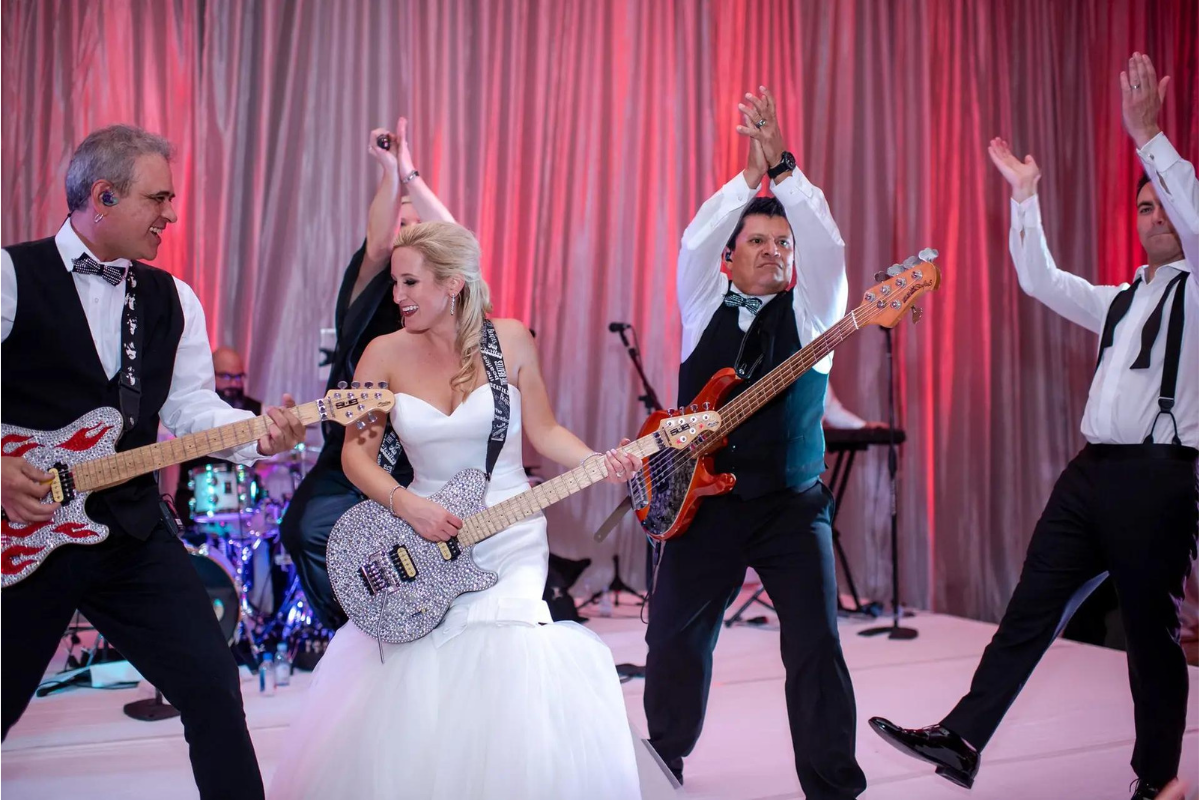 Blonde Ambition band entertains a wedding event