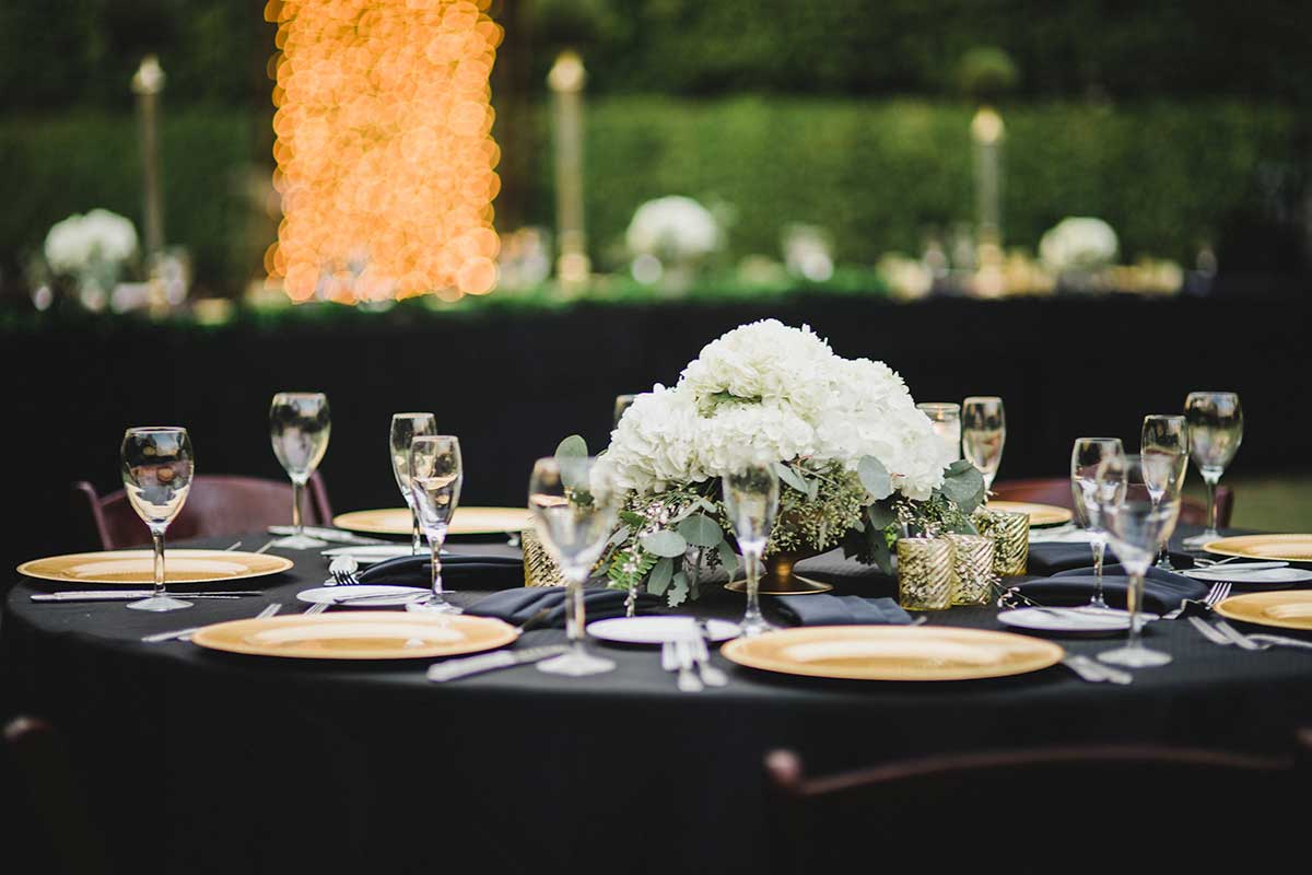 Table settings of Naples, Florida wedding by Foreman Productions, Inc.